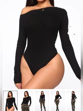 NWT! Fashion Nova Carla One Shoulder Bodysuit - Black Size M